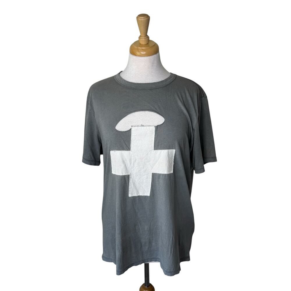 IMOGENE AND WILLIE Cutout Graphic Cotton Short Sleeve Crewneck Tshirt Large
